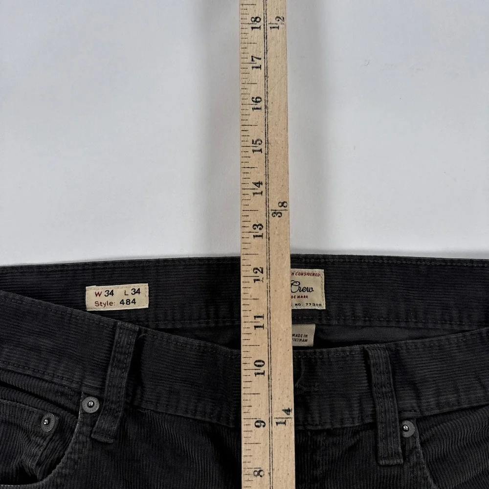 J Crew Mens Pants 34x34 Gray 484 Slim Fit Corduroy Flat Front Casual Preppy